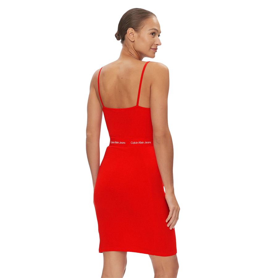 Logo tape strappy dress - vestito di maglina Calvin Klein | J20J219644XA7